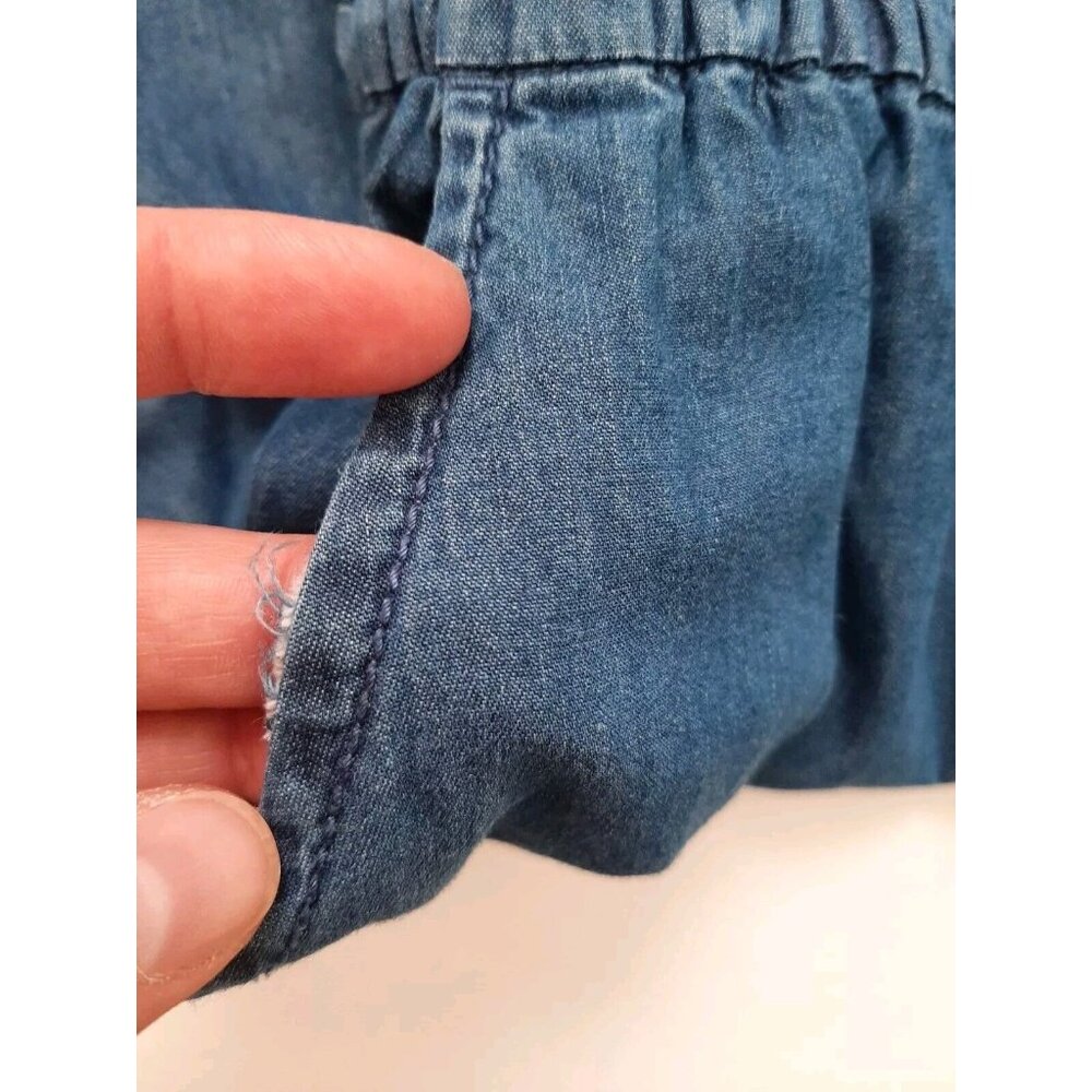 Cat & Jack Girls Chambray Strappy Jumpsuit Ruffle Trim Pockets Kids 10/12 - Picture 5 of 6